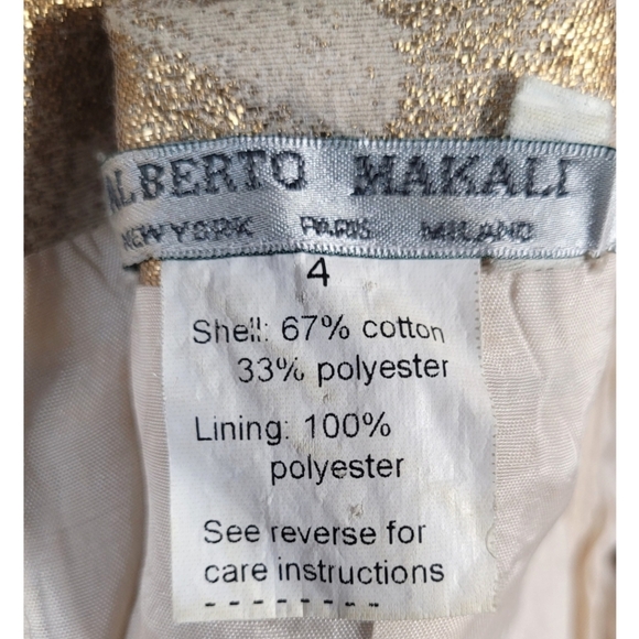 Alberto Makali Women's Cocktail Dress Size 4 Metallic Gold Sash Spaghetti Straps - Picture 14 of 15